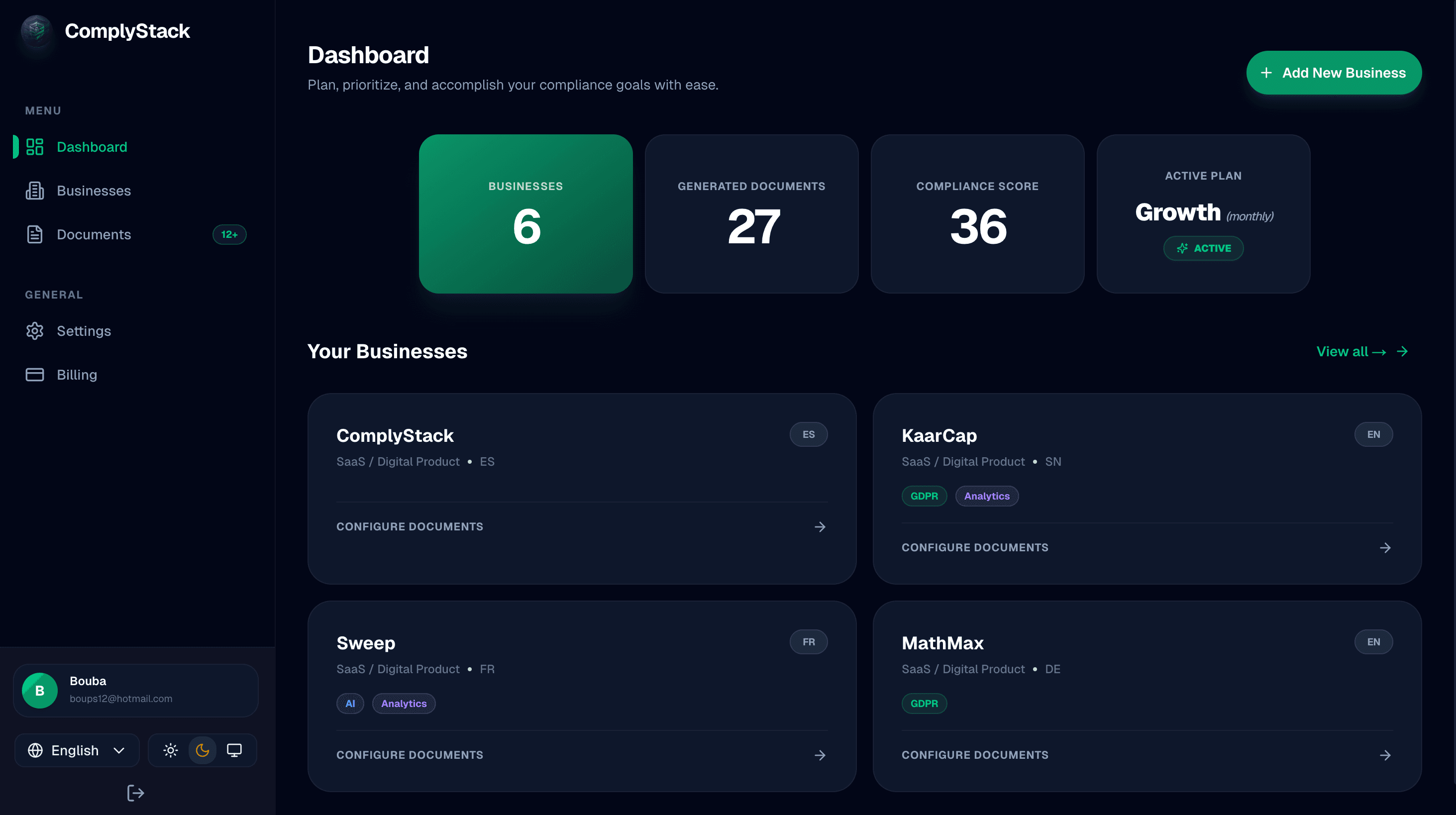 ComplyStack Dashboard