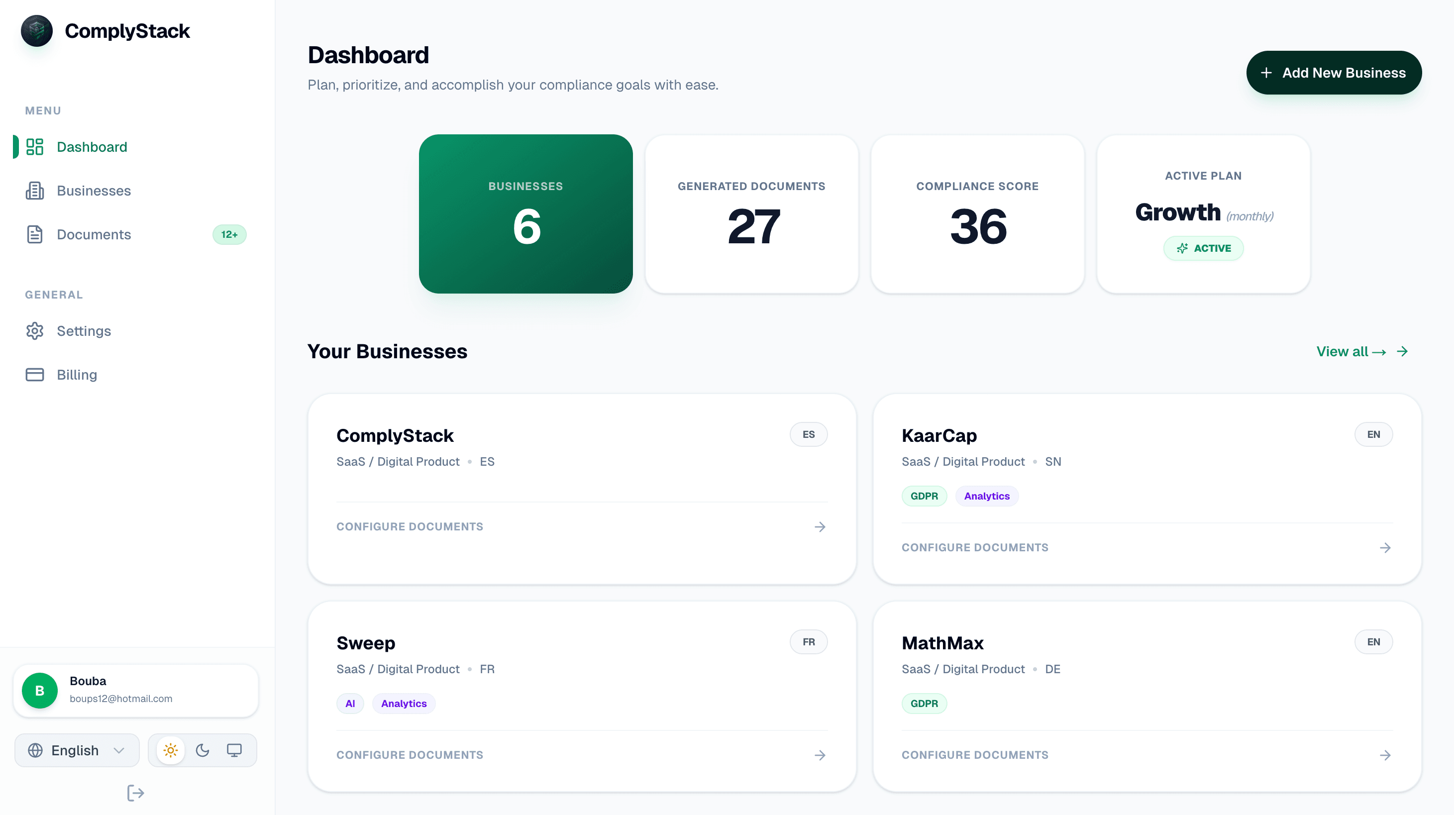 ComplyStack Dashboard